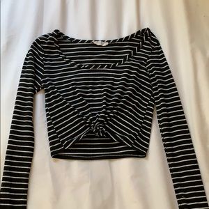 Cropped striped long sleeve